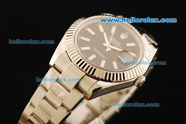 Rolex Datejust II Swiss ETA 2836 Automatic Movement Full Steel with Black Dial and White Stick Markers - Click Image to Close